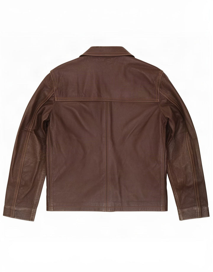 Jaqueta de couro masculina vintage IT 52 XL marrom