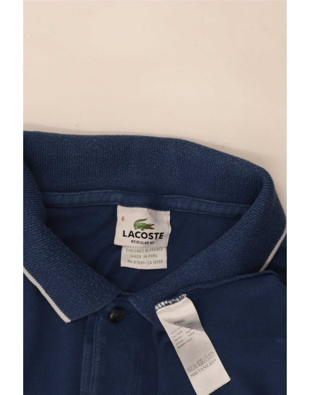 Camisa polo masculina Lacoste Regular Fit tamanho 6 XL azul marinho