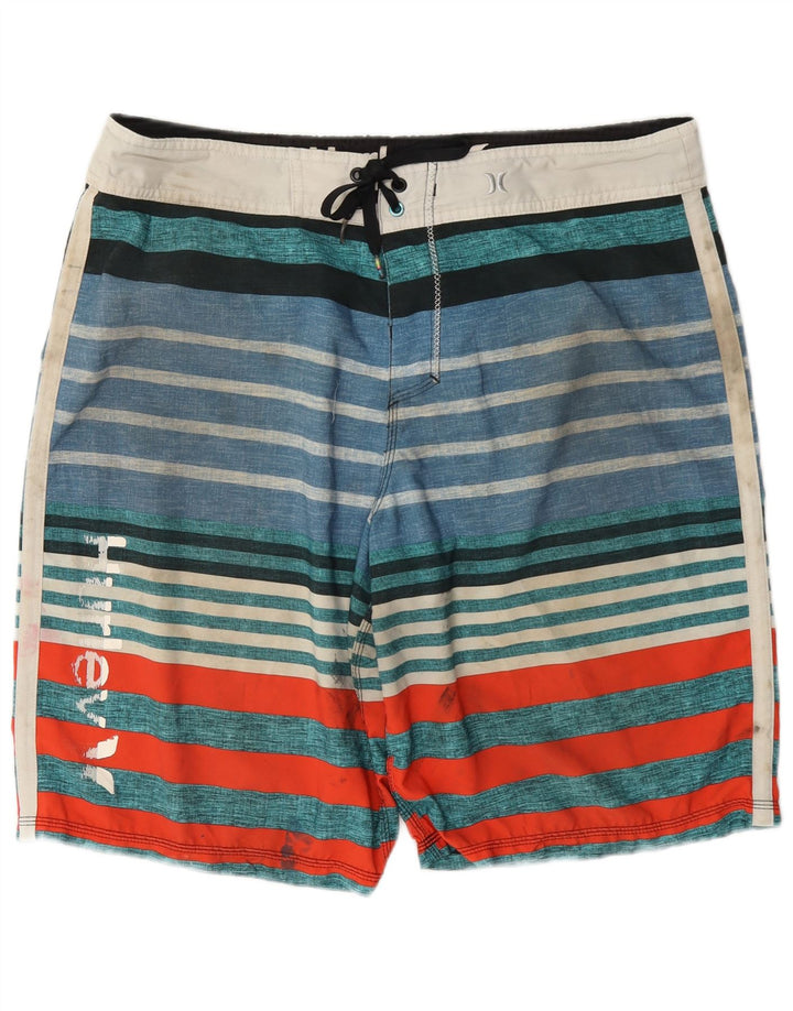 Shorts de natação masculino Hurley gráfico grande poliéster listrado multicolorido