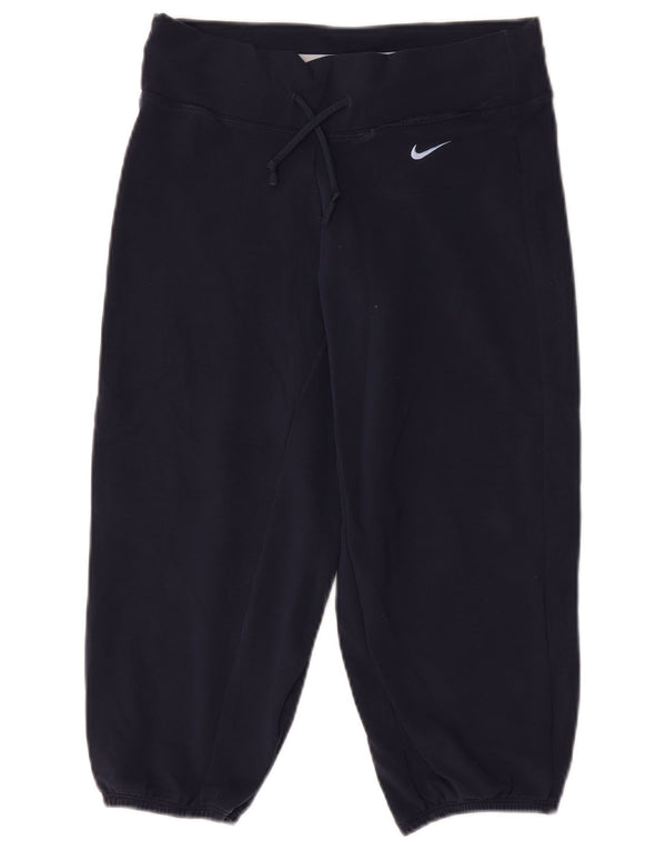 Nike Womens Dri Fit Capri Calças de treino Joggers UK 8 Pequeno Azul Marinho