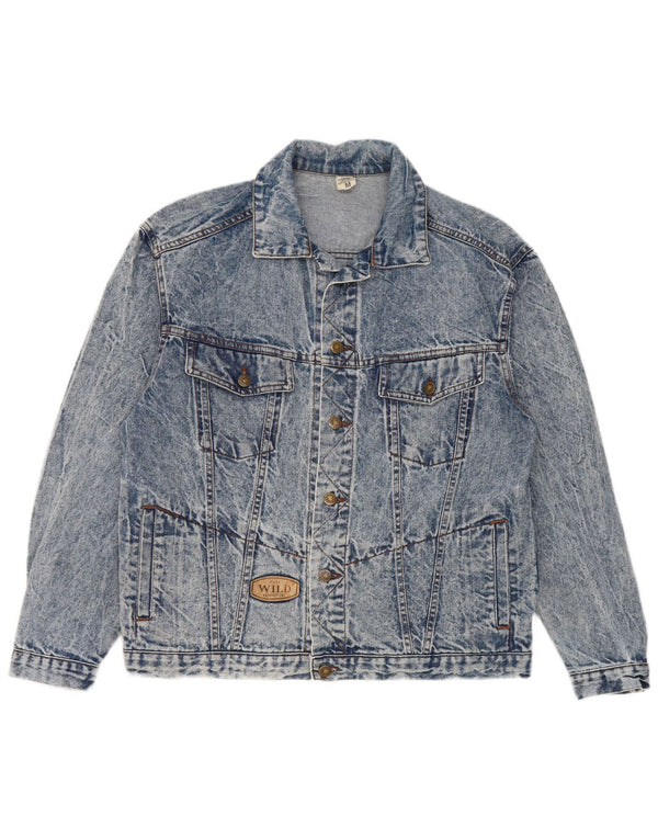 Jaqueta jeans masculina selvagem Reino Unido 38 algodão azul médio
