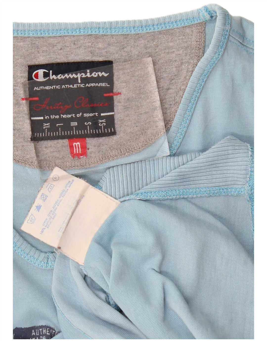 Camiseta feminina Champion Heritage Classics UK 12 algodão azul médio