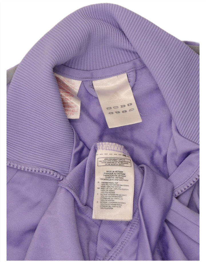 Adidas Womens Tracksuit Top Jacket UK 12 Médio Roxo Poliéster