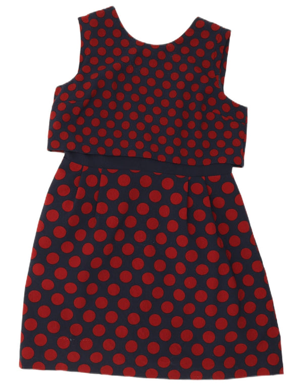 Vestido feminino Oasis sem mangas com bainha UK 16 grande azul marinho bolinhas