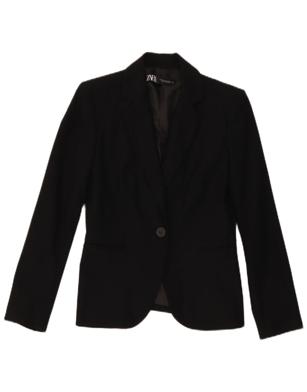 Jaqueta blazer feminina Zara com 1 botão EU 36 XS preto poliéster