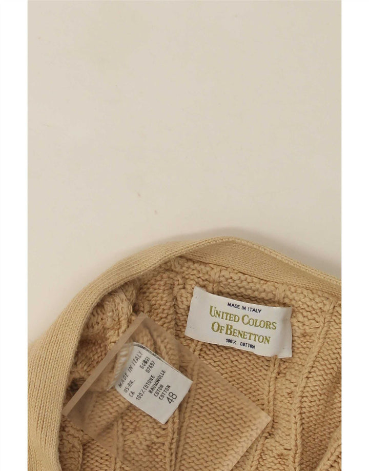 Suéter cardigã masculino Benetton IT 48 algodão bege médio