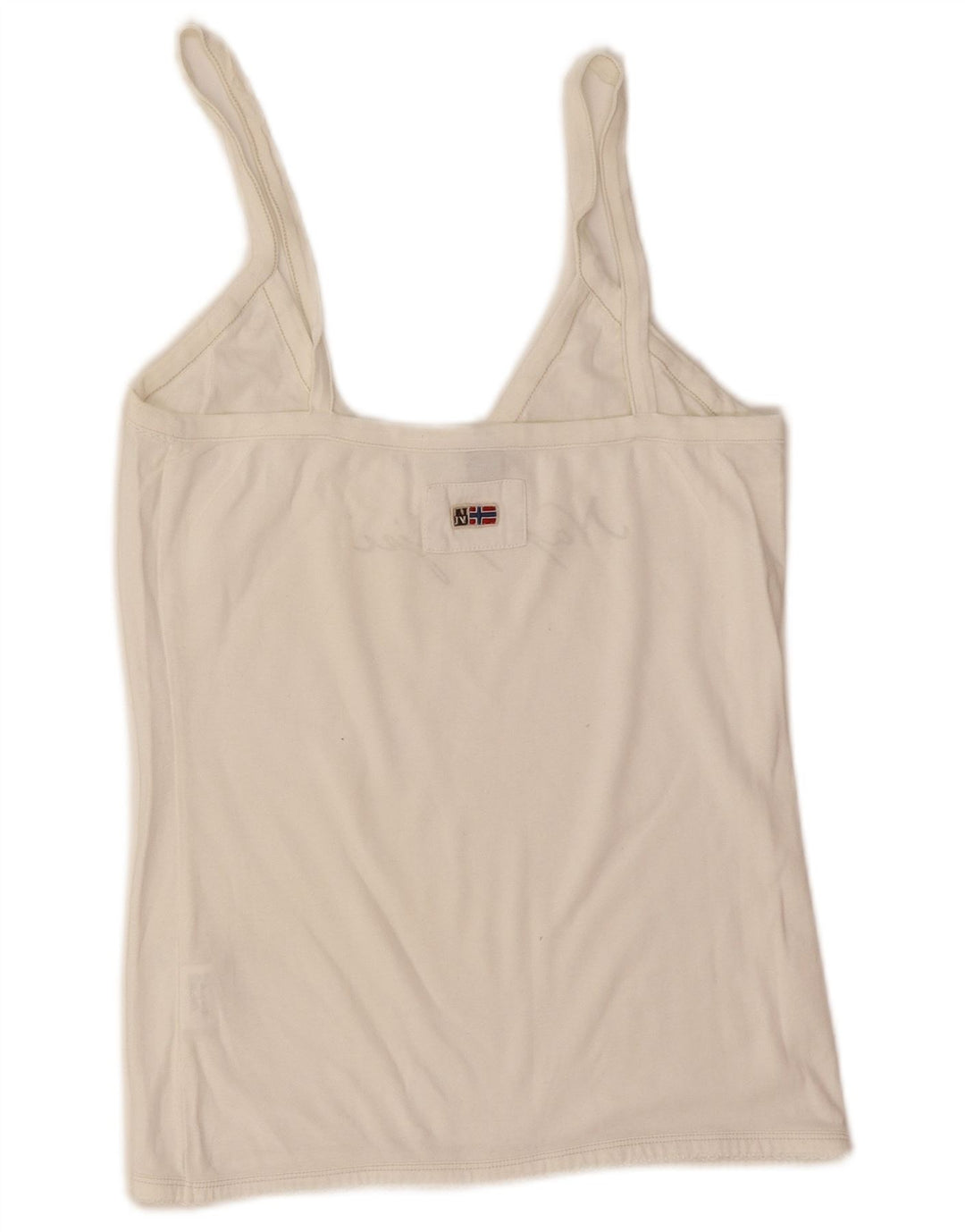 Top cami feminino Napapijri Reino Unido 14 grande algodão branco