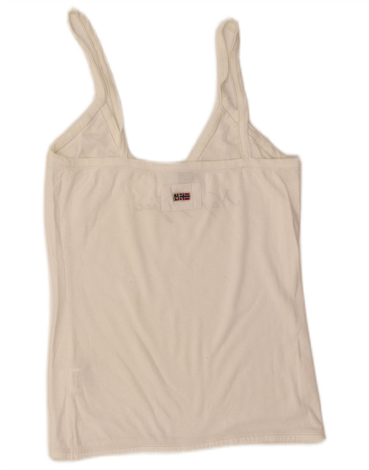 Top cami feminino Napapijri Reino Unido 14 grande algodão branco