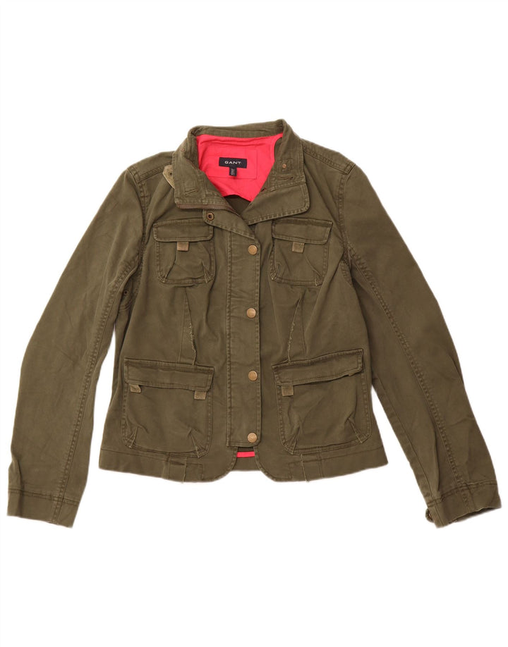 Jaqueta utilitária feminina Gant Reino Unido 14 grande algodão cáqui