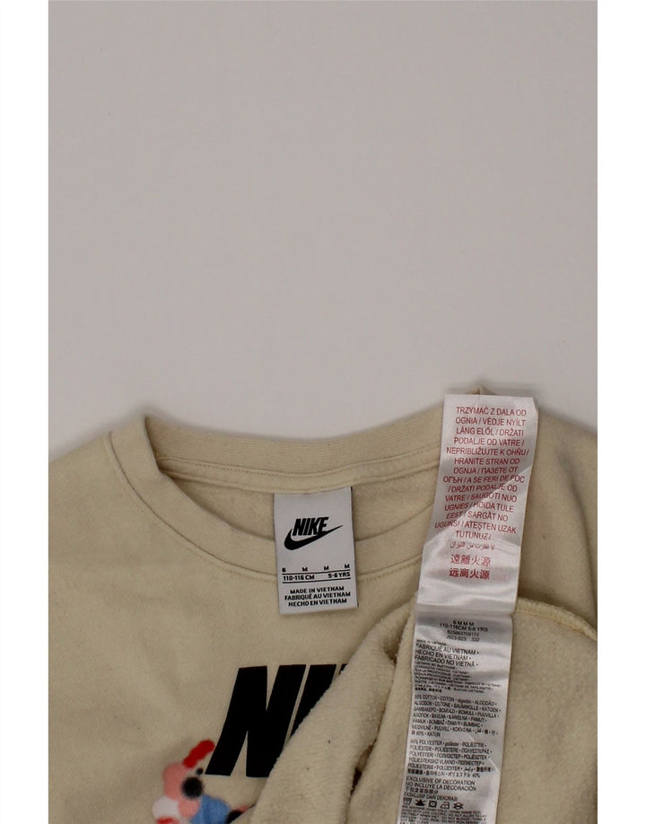 NIKE Girls Graphic Moletom Jumper 5-6 Anos Médio Off White Algodão