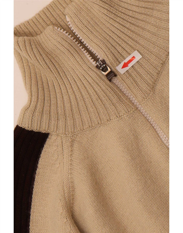 Suéter cardigã masculino Puma grande bloco colorido bege