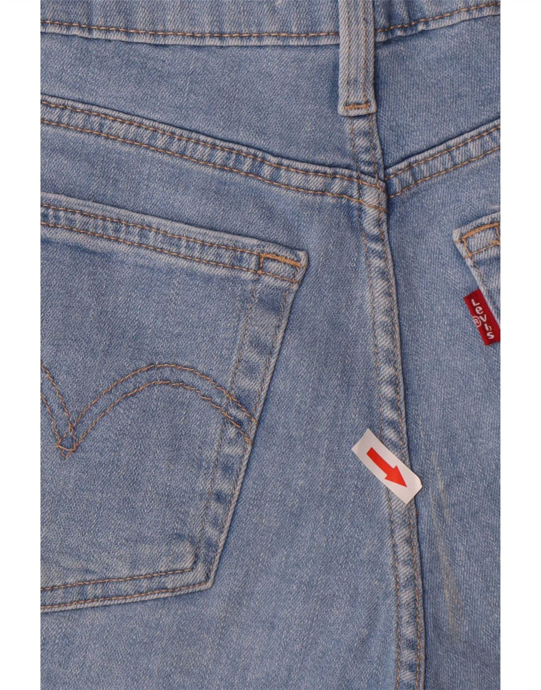 Shorts jeans feminino Levi's desgastado pequeno W26 algodão azul