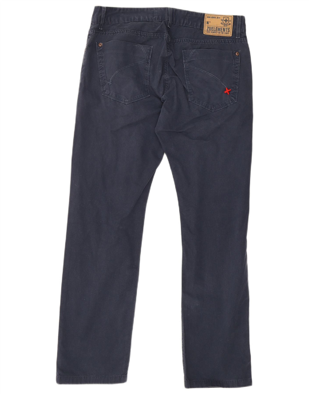 Calça feminina reta casual Zu Elements W34 L28 algodão azul marinho