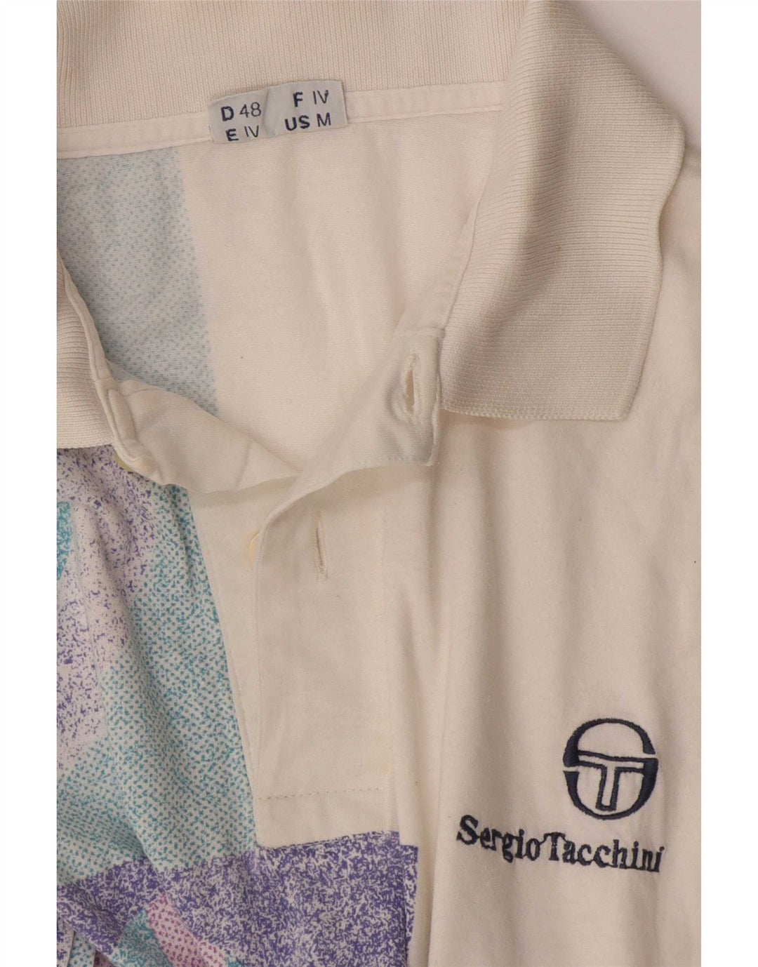Camisa polo masculina Sergio Tacchini média branca geométrica