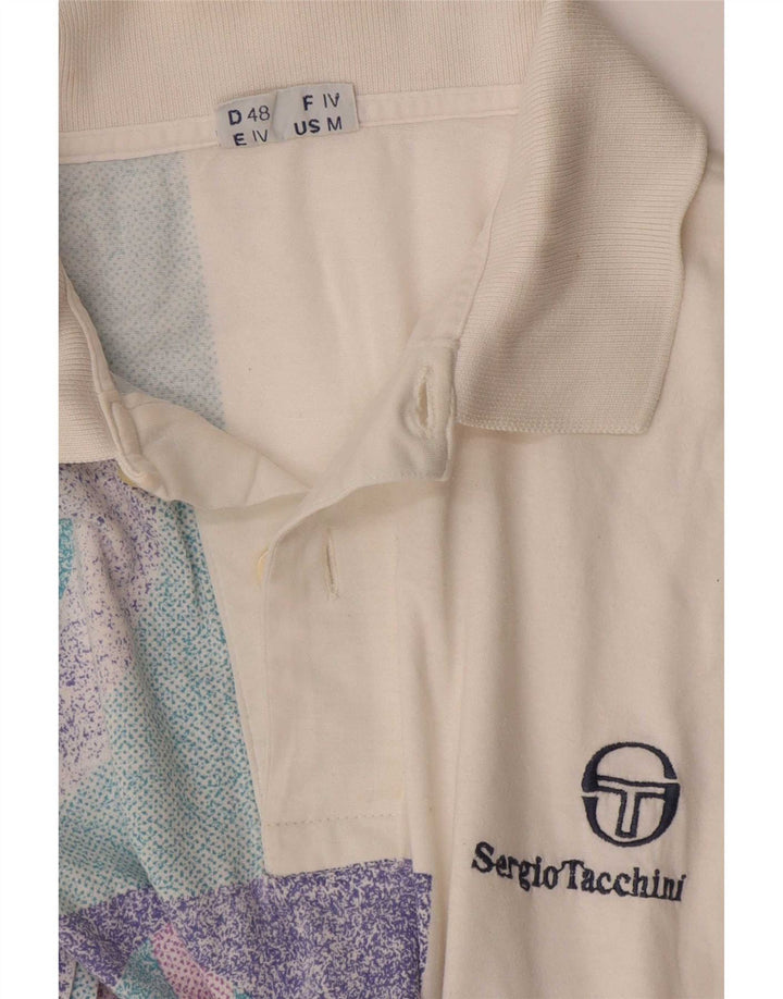 Camisa polo masculina Sergio Tacchini média branca geométrica