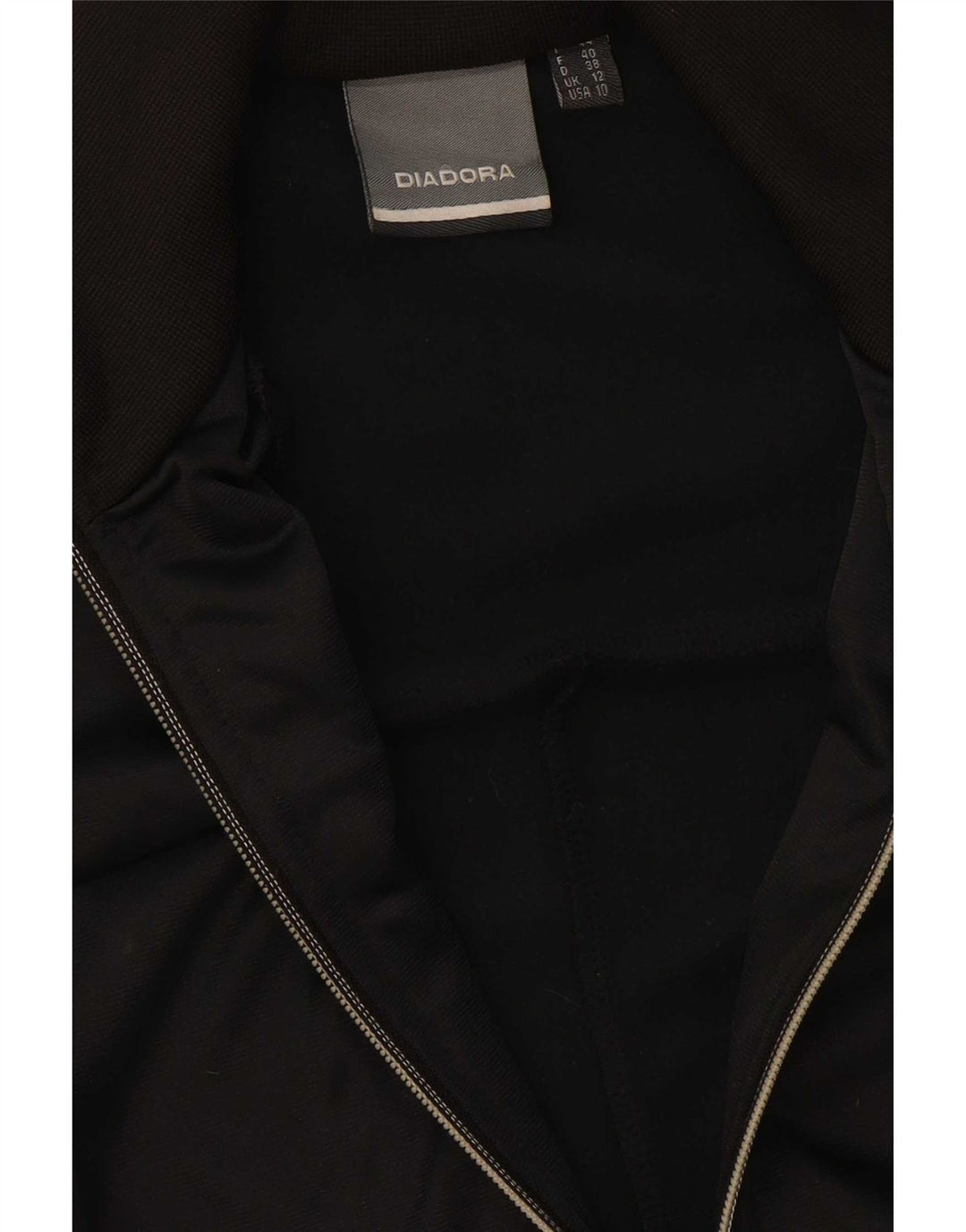 Diadora Womens Graphic Tracksuit Top Jacket UK 12 Médio Preto Poliéster