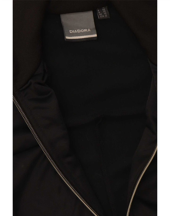 Diadora Womens Graphic Tracksuit Top Jacket UK 12 Médio Preto Poliéster
