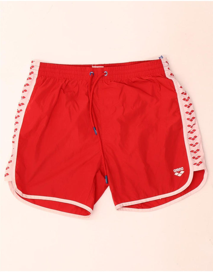 Arena Mens Graphic Natação Shorts Grande Poliéster Colorblock Vermelho