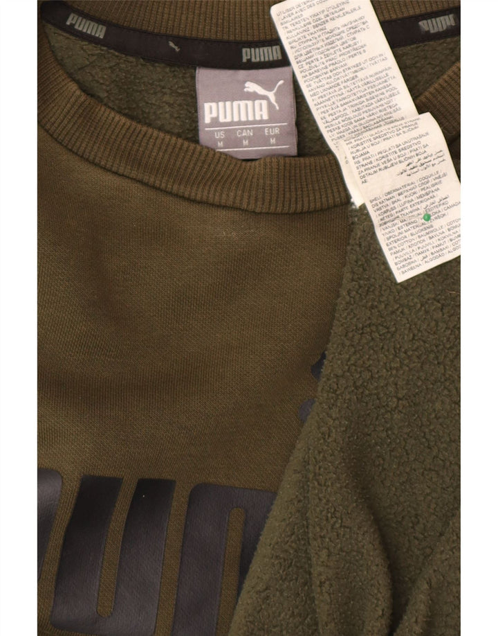 Puma Mens Graphic Moletom Jumper Médio Algodão Cáqui