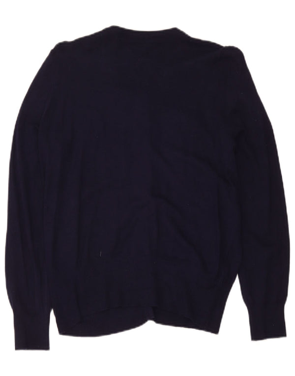 Suéter cardigã feminino Marks & Spencer Reino Unido 14 grande viscose azul marinho