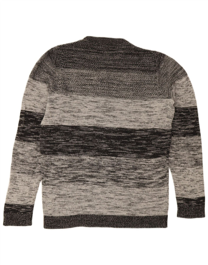 Suéter masculino Jack & Jones com gola redonda e listrado cinza pequeno