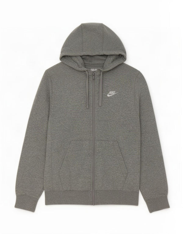 Suéter Nike masculino com capuz e zíper XS cinza algodão manchado