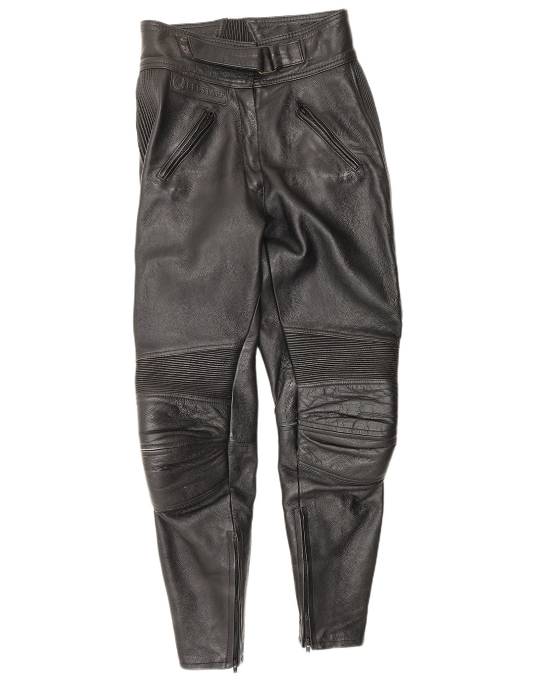 Calça feminina de couro BELSTAFF Moto Racer Reino Unido 14 médio W28 L29 preta