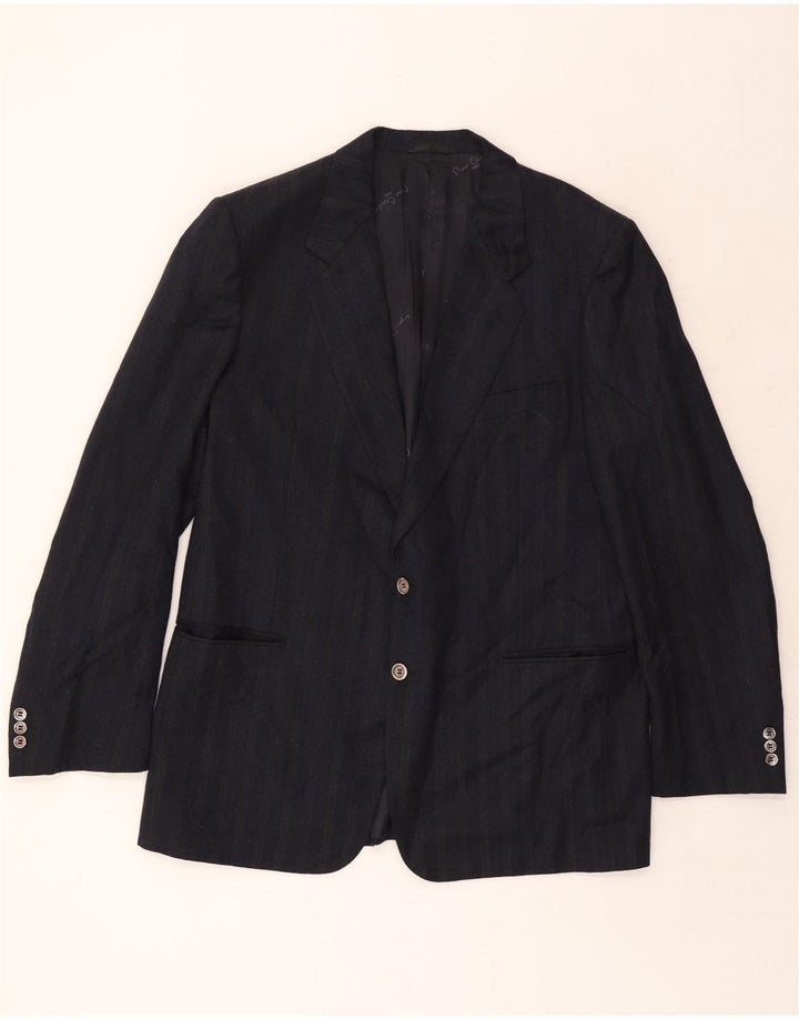 Jaqueta blazer masculina Pierre Cardin com 2 botões IT 58 4XL risca de giz azul marinho