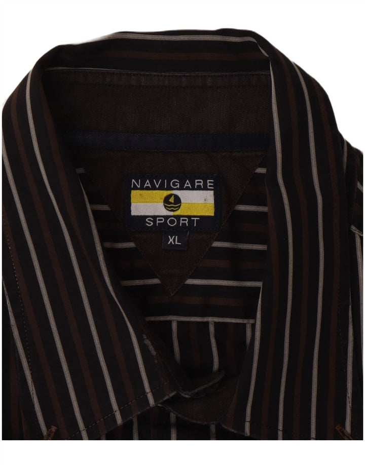 Camisa masculina Navigare XL listrada marrom