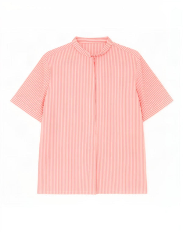 Blusa feminina vintage de manga curta UK 16 listra grande rosa