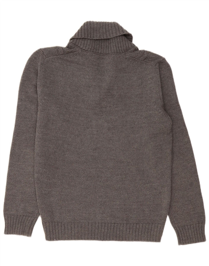 Bikkembergs Suéter masculino com gola xale e lã grande em bloco colorido cinza