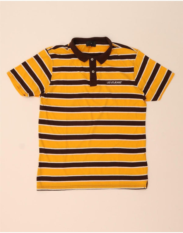 Camisa polo masculina Liu Jo algodão listrado amarelo médio