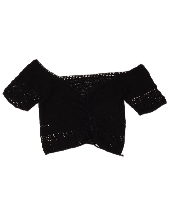 Pull & Bear Crop Crochê Feminino Off Ombro Top Reino Unido 14 Médio Preto