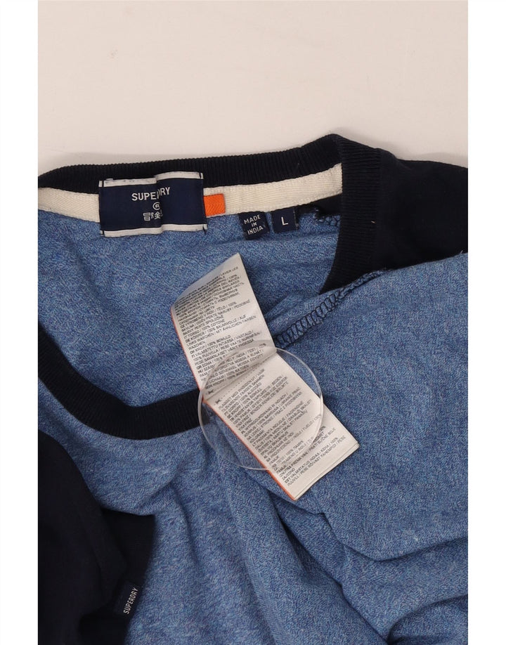 Camiseta masculina Superdry Top grande algodão colorblock azul
