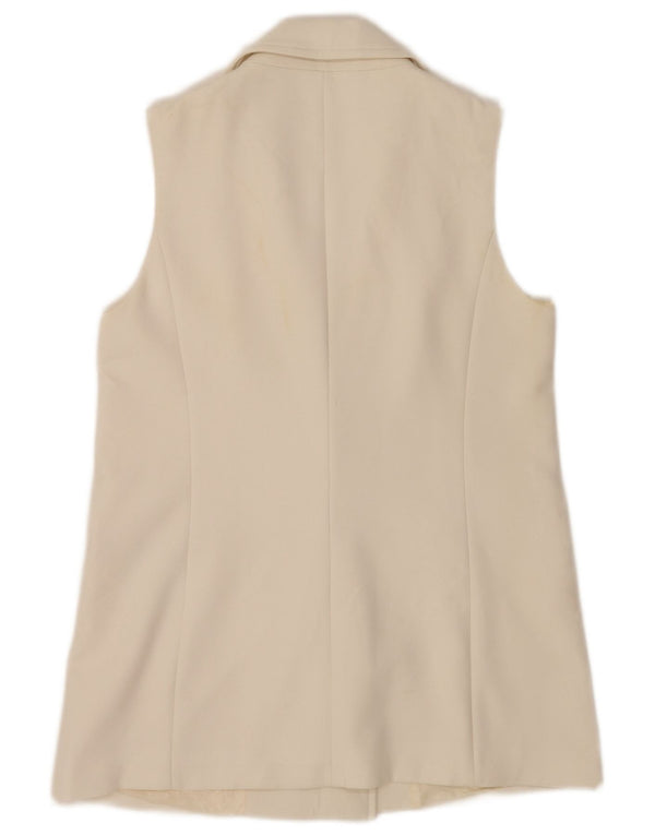 Jaqueta blazer feminina sem mangas com peito duplo Zara Reino Unido 12 médio branco