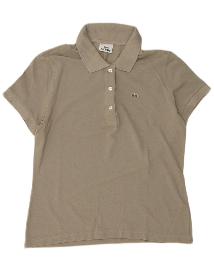 Camisa polo feminina LACOSTE tamanho 44 grande algodão cinza
