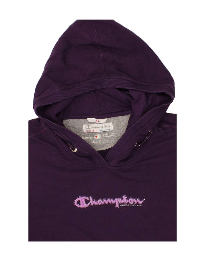 CHAMPION Womens Heritage Classics Graphic Hoodie Jumper UK 18 XL Purple Vintage Champion and Second-Hand Champion from Messina Hembry 