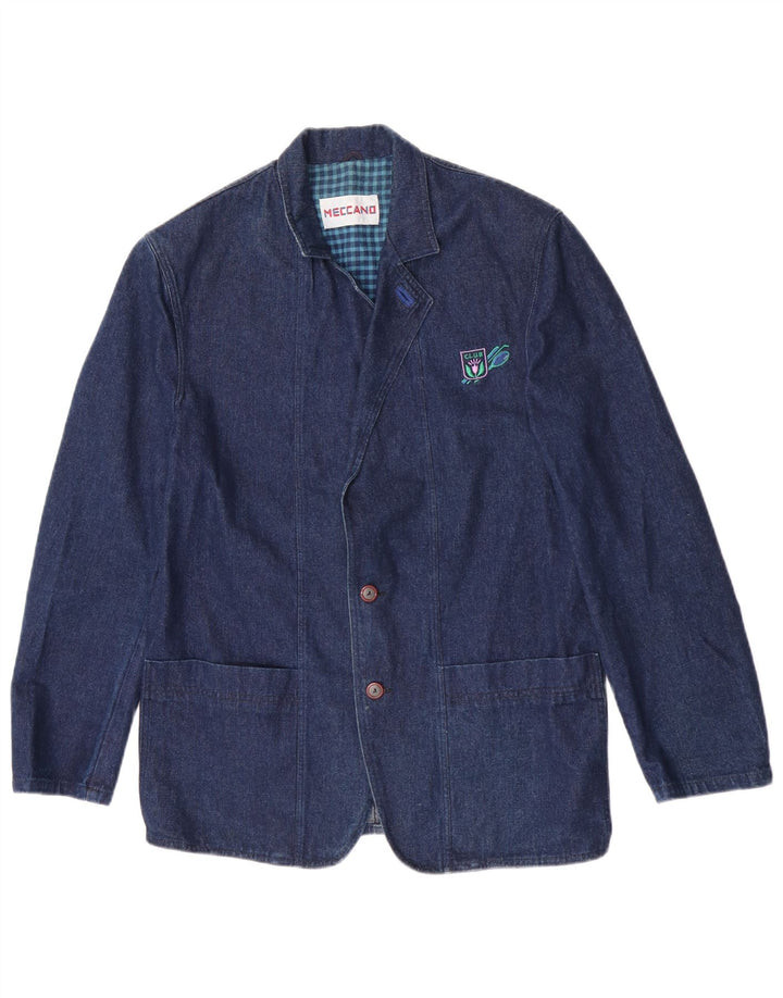 Jaqueta blazer masculina Meccano com 2 botões jeans Reino Unido 38 algodão azul marinho médio
