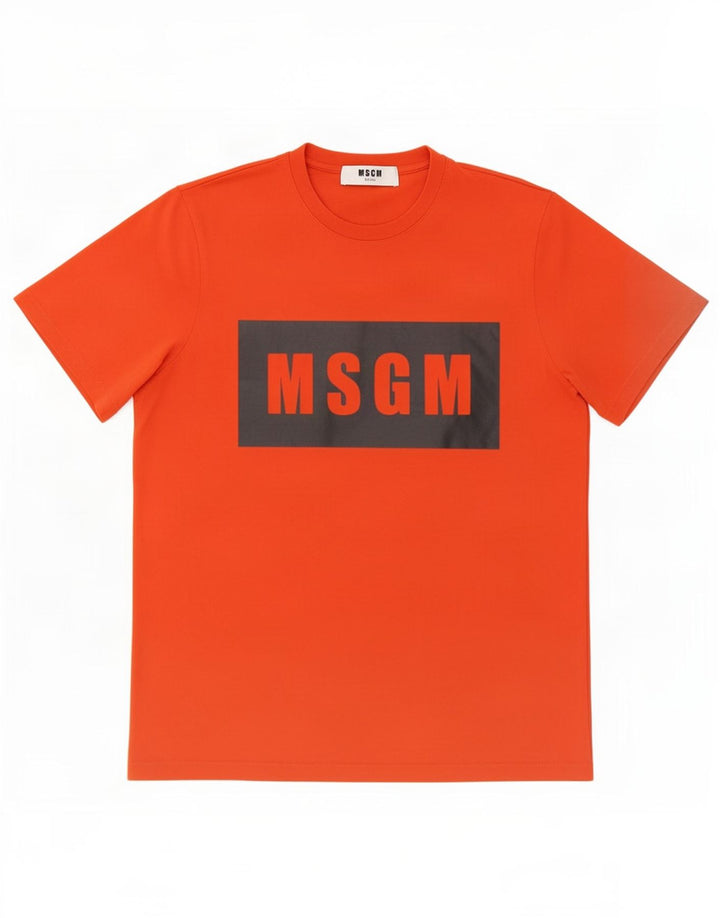 MSGM camiseta gráfica masculina top pequeno algodão vermelho