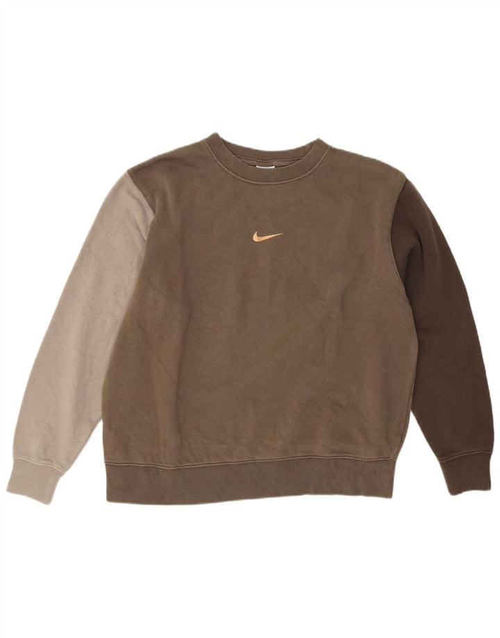 Nike feminino oversized moletom jumper UK 14 médio marrom colorblock