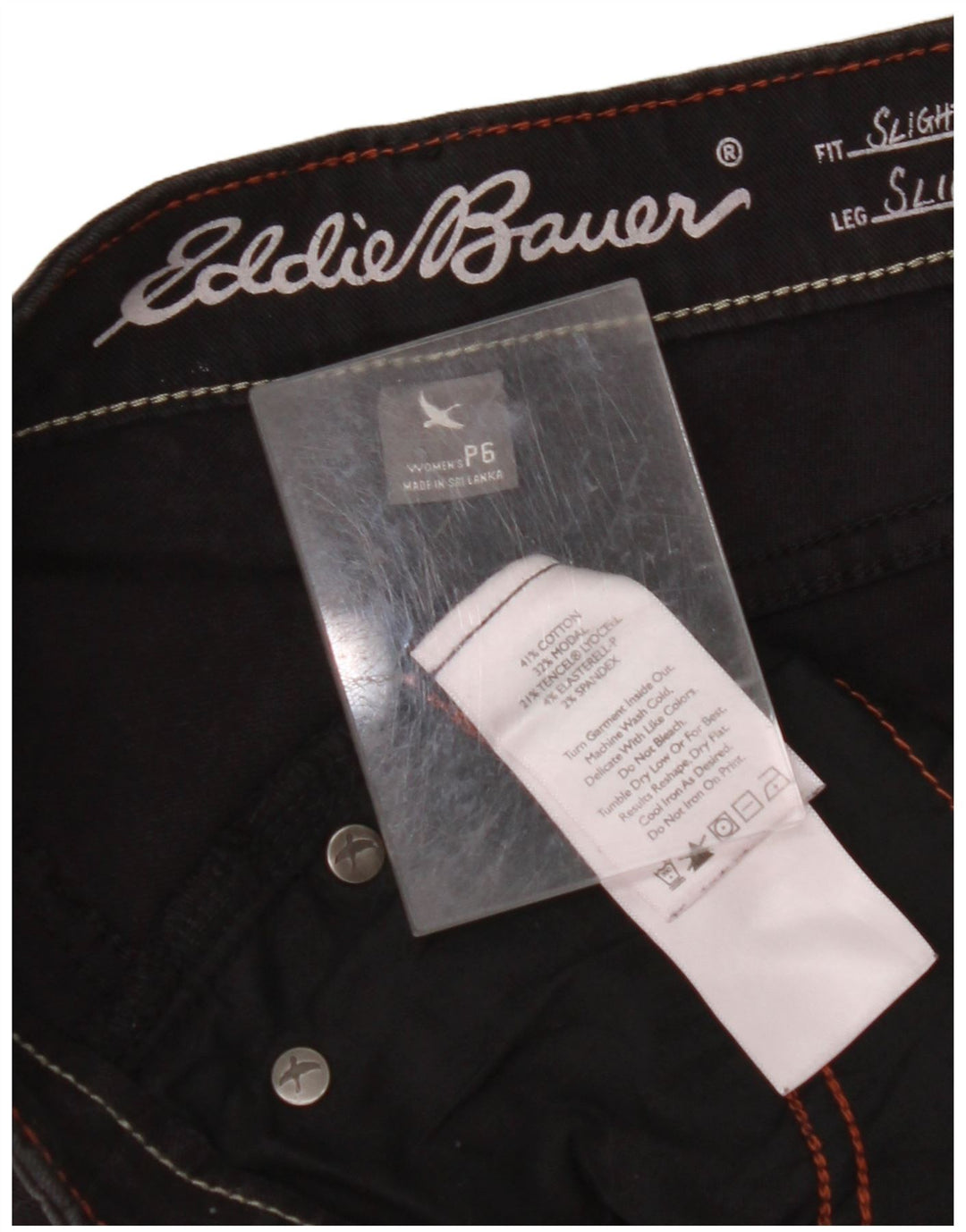 Calça casual feminina EDDIE BAUER EUA 6 médio W32 L28 preta