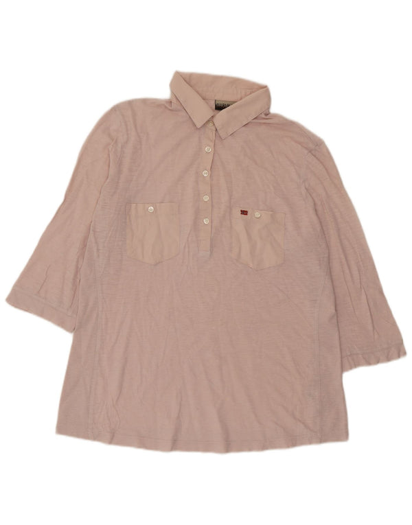 Camisa polo feminina Napapijri manga 3/4 Reino Unido 14 médio rosa