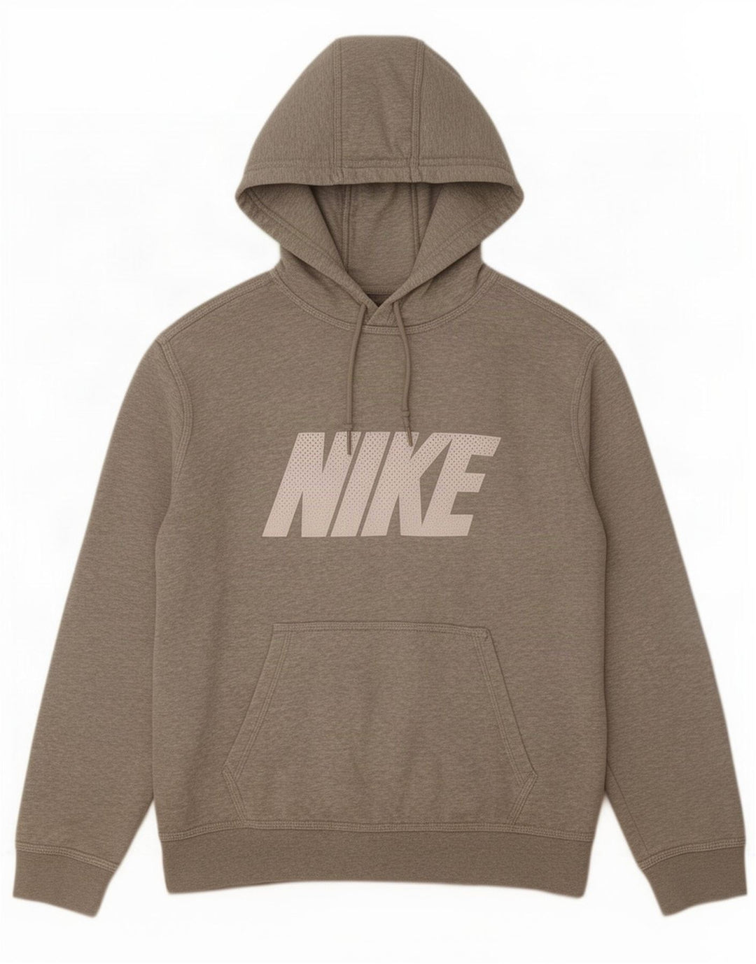 Suéter com capuz gráfico masculino Nike médio cinza algodão manchado