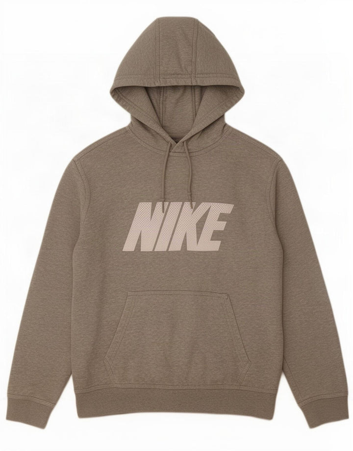 Suéter com capuz gráfico masculino Nike médio cinza algodão manchado