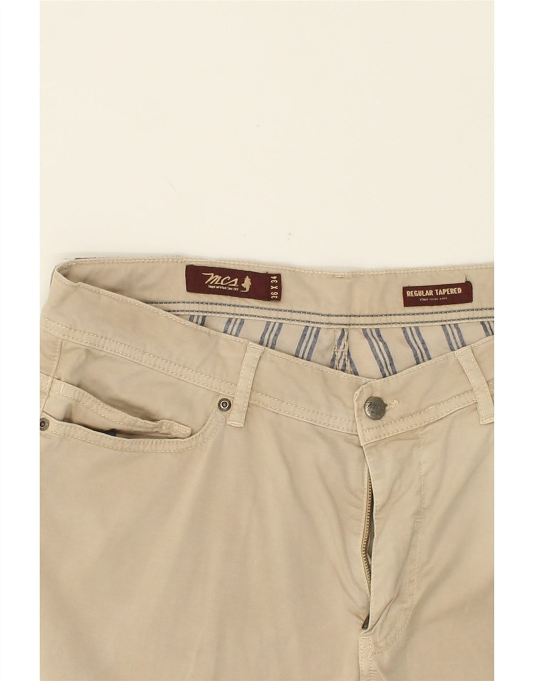 MARLBORO CLASSICS Womens Regular Fit Tapered Casual Trousers W36 L34 Beige Vintage Marlboro Classics and Second-Hand Marlboro Classics from Messina Hembry 