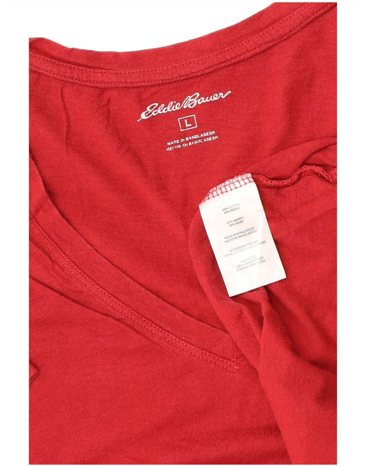 Camiseta feminina EDDIE BAUER UK 16 grande algodão vermelho