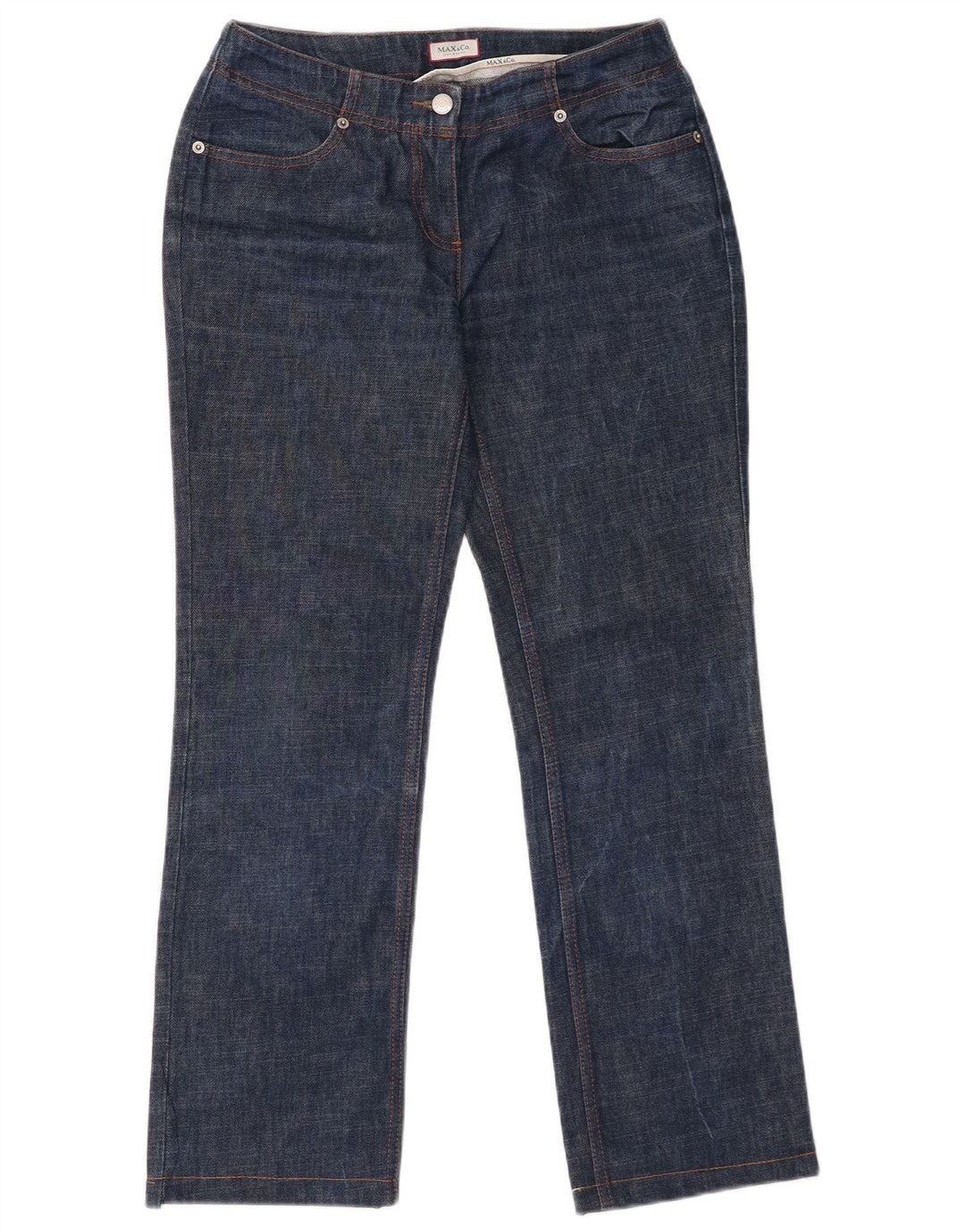 Jeans retos femininos Max & Co UK 12 médio W30 L28 algodão azul