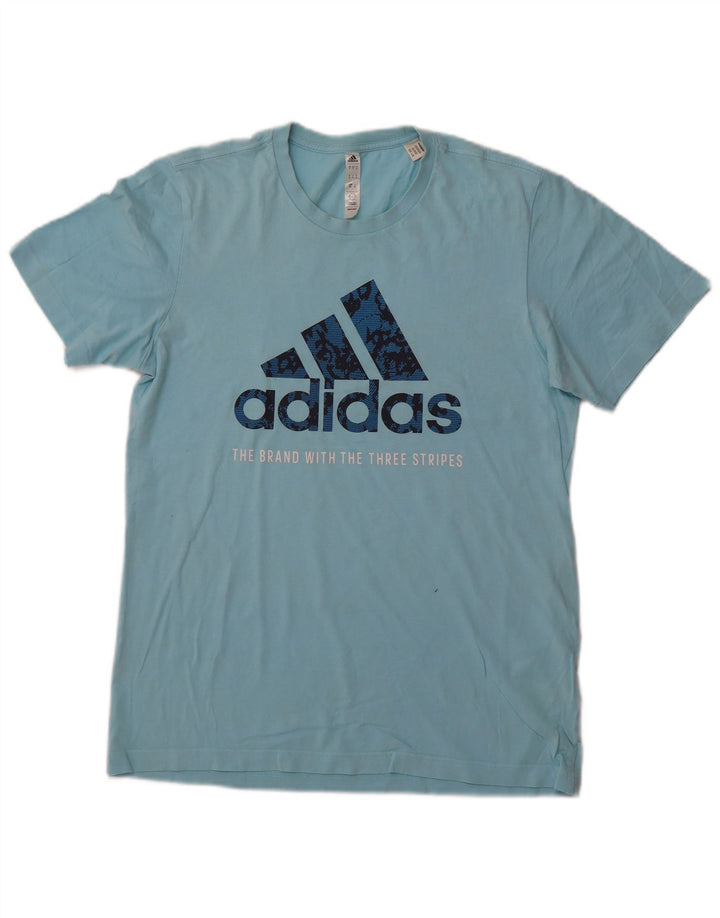 ADIDAS Mens Graphic T-Shirt Top Pequeno Algodão Azul