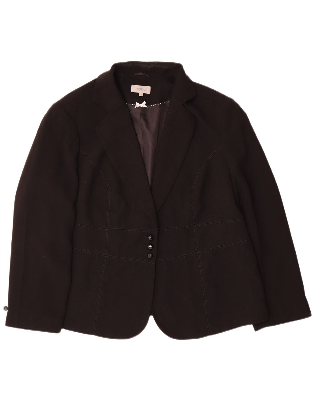 Jaqueta blazer feminina de 3 botões Marks & Spencer Reino Unido 20 2XL poliéster preto