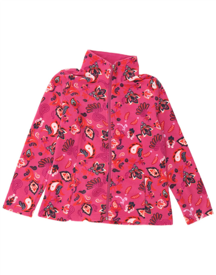 Jaqueta de lã feminina VINTAGE IT 46 grande poliéster floral rosa
